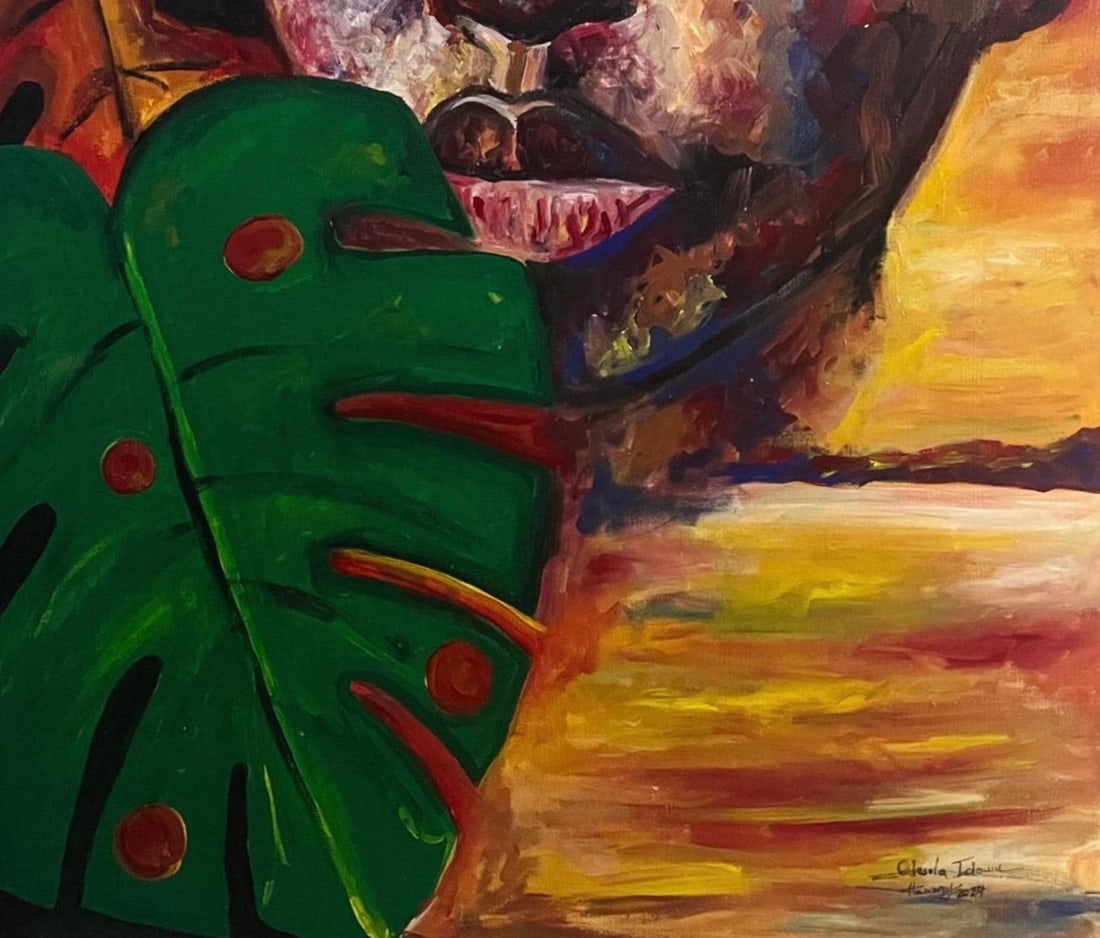 Odesola Idowu, Reflection 1 - 21st Century, Contemporary, Figurative Portrait, Women, Plant, 2024 - 5