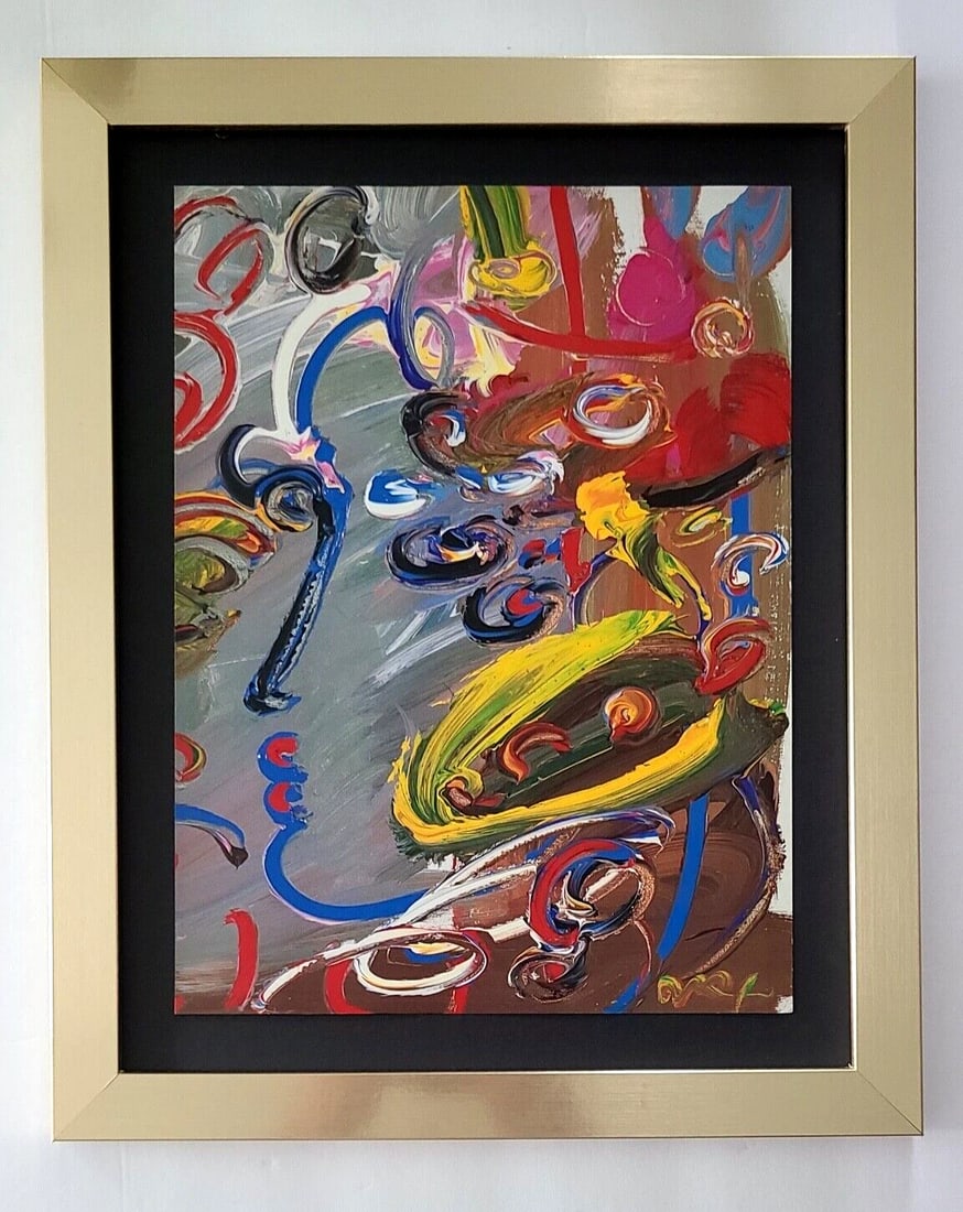 PETER MAX + POP ART + 1970'S SIGNED PRINT + NEW GOLDEN FRAME (1 of 3)