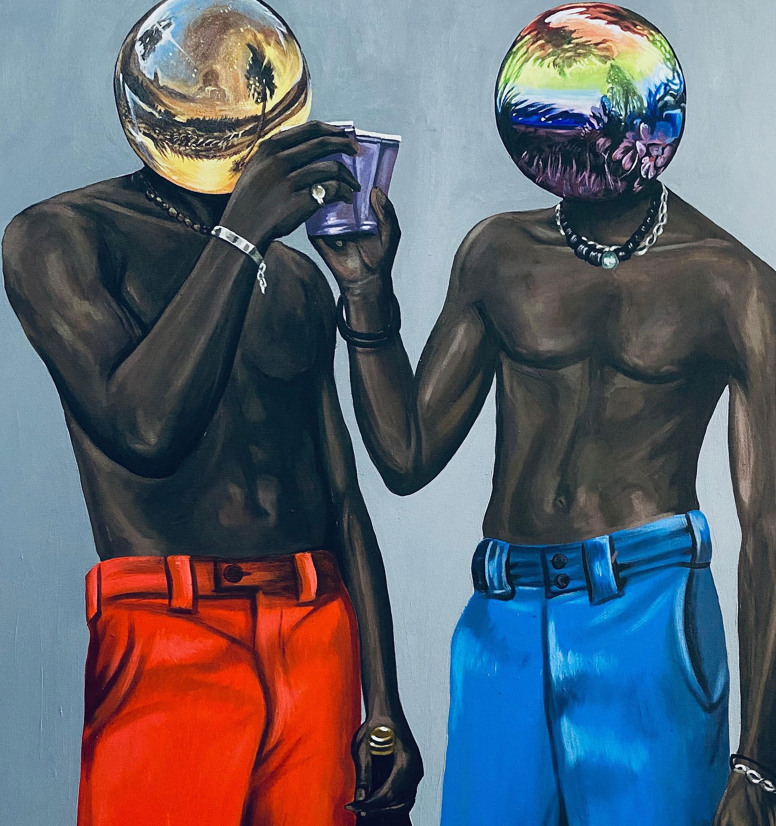Aladejare Ayodeji, Roister - 21st Century, Surrealism, Young Men Making Cheers to Good Life, 2022 - 4