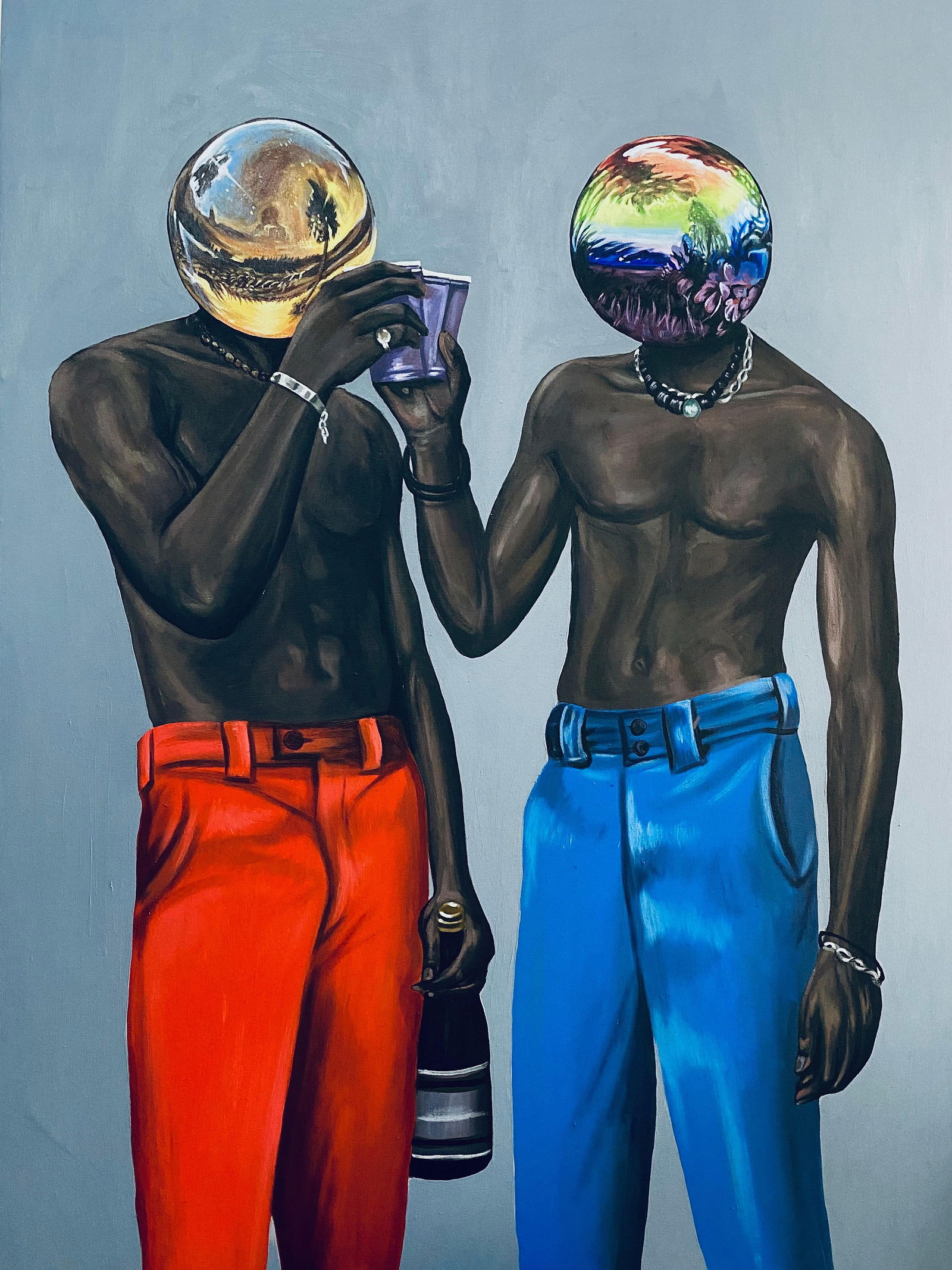 Aladejare Ayodeji, Roister - 21st Century, Surrealism, Young Men Making Cheers to Good Life, 2022 - 5