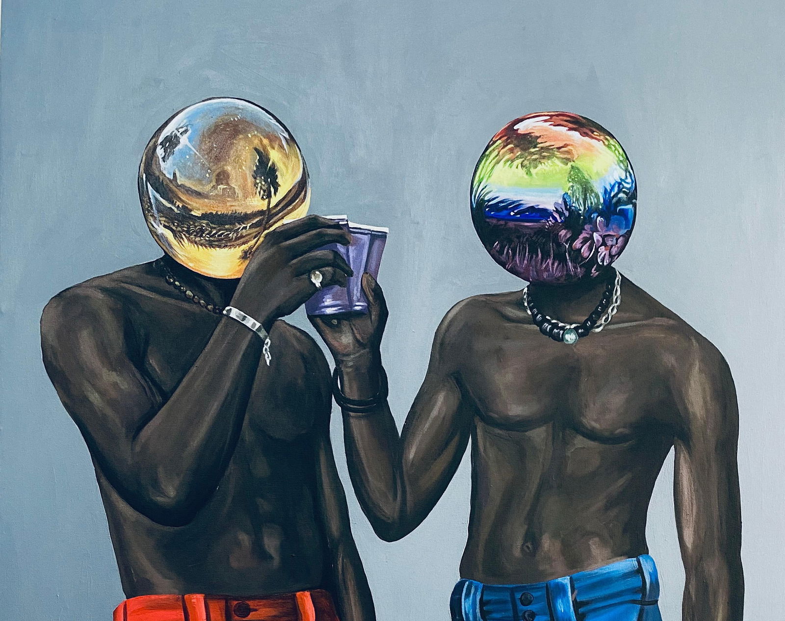 Aladejare Ayodeji, Roister - 21st Century, Surrealism, Young Men Making Cheers to Good Life, 2022 - 6