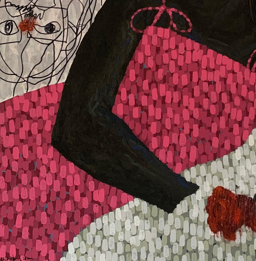 Dan Uduak-obong , I Also Have A Rose - 21st Century Contemporary, Figurative Impasto, Floral Women, - 2