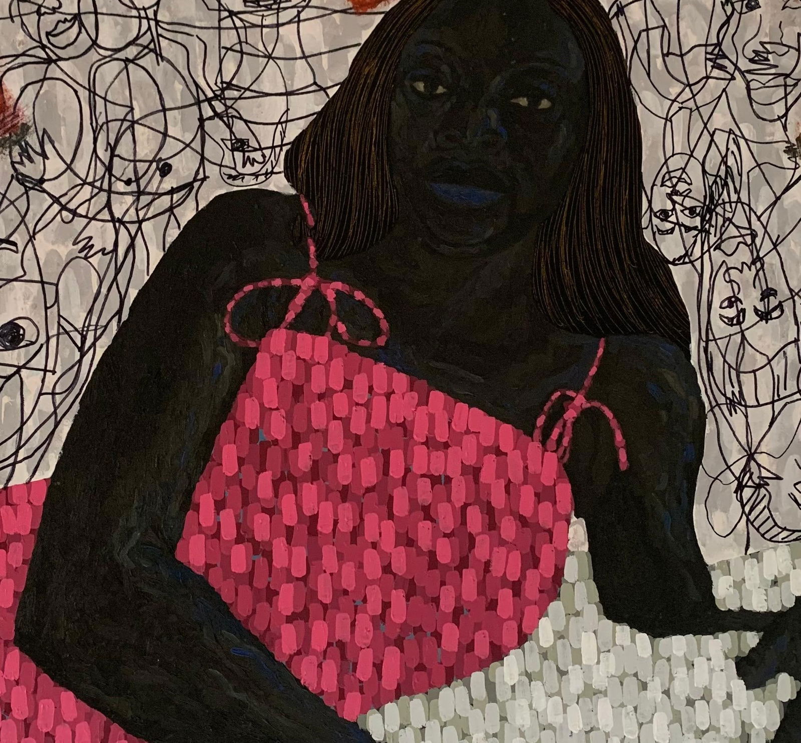 Dan Uduak-obong , I Also Have A Rose - 21st Century Contemporary, Figurative Impasto, Floral Women, - 4