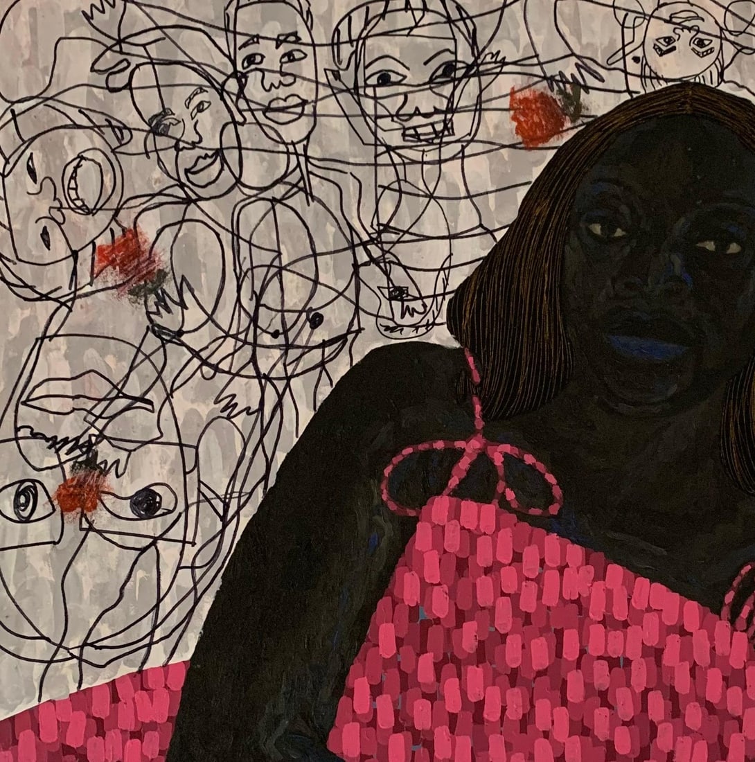 Dan Uduak-obong , I Also Have A Rose - 21st Century Contemporary, Figurative Impasto, Floral Women, - 6