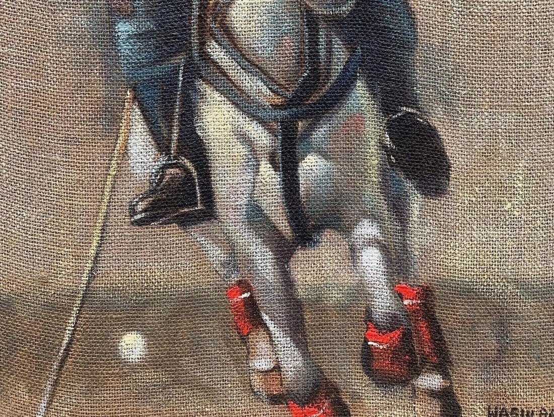 Wasiu Adelakun, On Defense - 21st Century, Contemporary, Figurative Portrait, Horse Rider, Sport, - 10