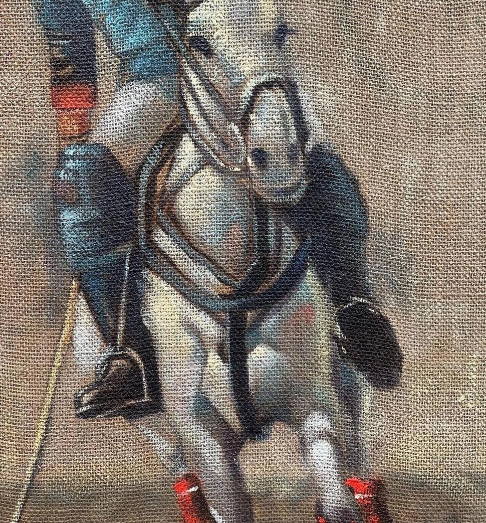 Wasiu Adelakun, On Defense - 21st Century, Contemporary, Figurative Portrait, Horse Rider, Sport, - 3