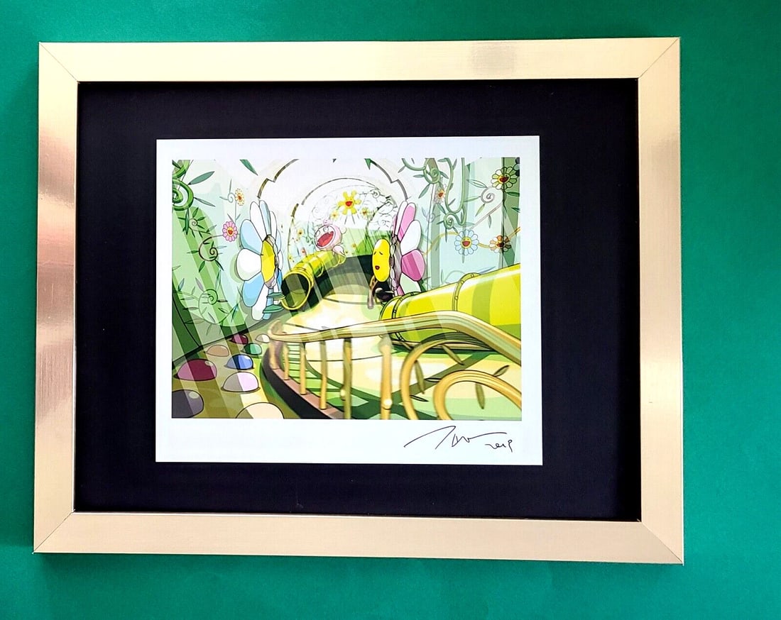 TAKASHI MURAKAMI + AWESOME SIGNED ART PRINT FROM JAPAN + WITH NEW FRAME 14x11in! - 2