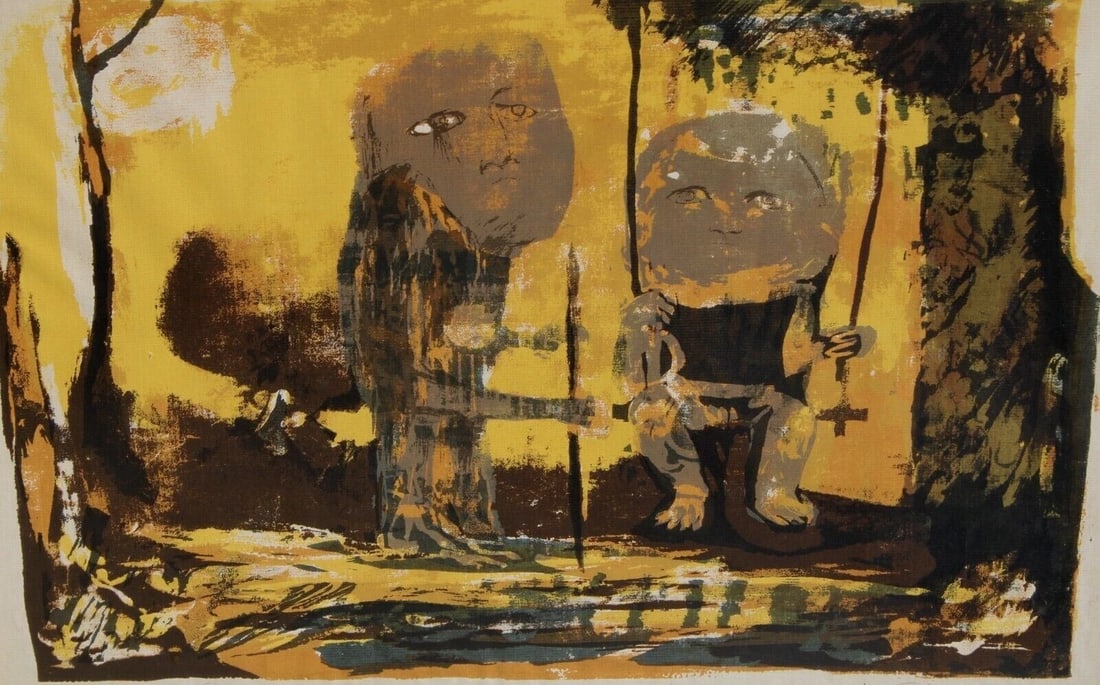 R. Crandall Mid Century Modernist Figures Lithograph The Autumn Swing #6/8 - 4