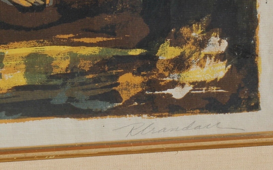 R. Crandall Mid Century Modernist Figures Lithograph The Autumn Swing #6/8 - 6