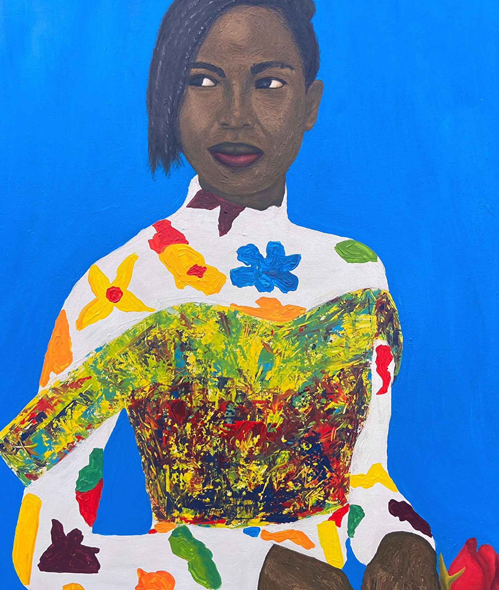 Olaniyi Timothy, She Deserve the Flower - 21st Century Contemporary, Figurative Portrait, Floral, - 8
