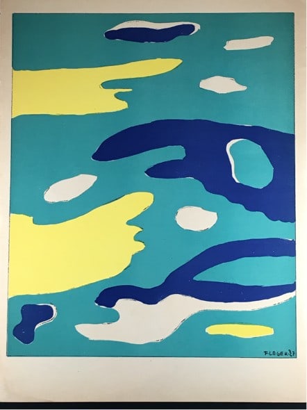 Fernand Leger (French, 1881-1955) L'Eau (Water) 1937: Title:Fernand Leger (French, 1881-1955) L'Eau (Water) 1937Description:Lithograph in colors. Signed in the platePub. by Verve Vol.IDimensions:Size: paper 10.1 X 13.8 In. Reserve: $50.00 