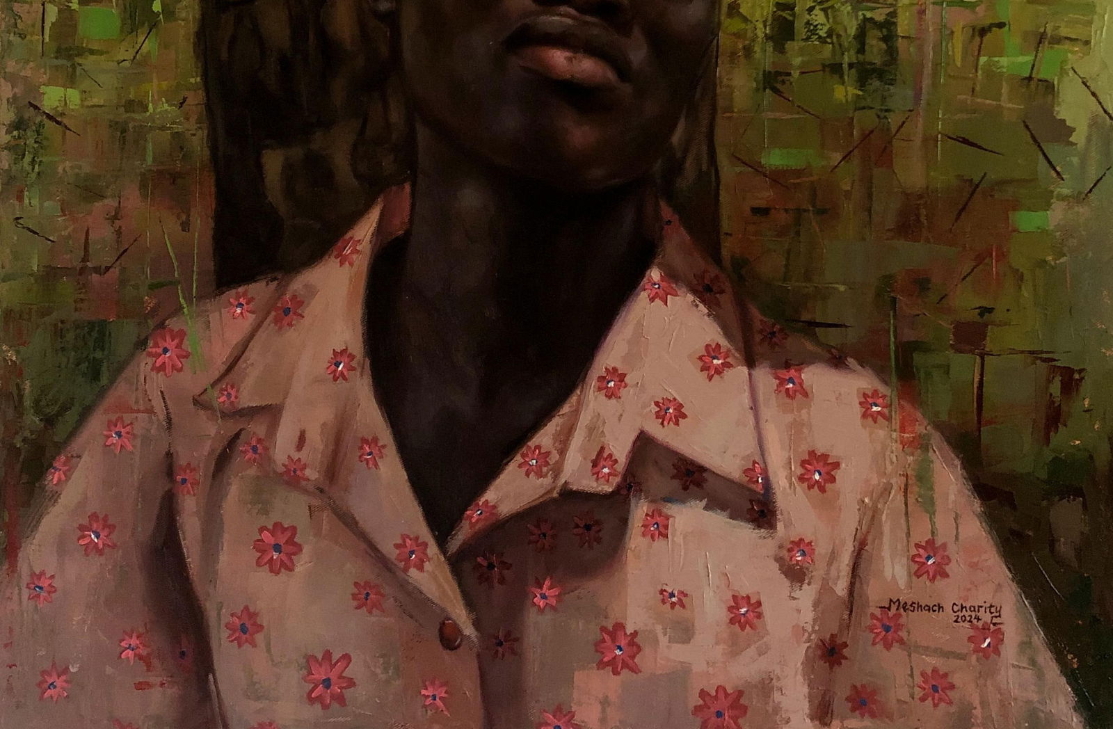 Meshach Charity, Bunmi - 21st Century, Contemporary, Figurative Portrait, School Uniform, Nature, - 2