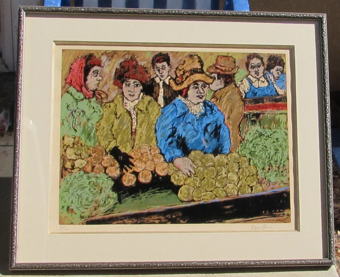 DAVID AZUZ At the Marketplace Signed/Numbered Lithograph $$Jerry Solomon Frame - 11