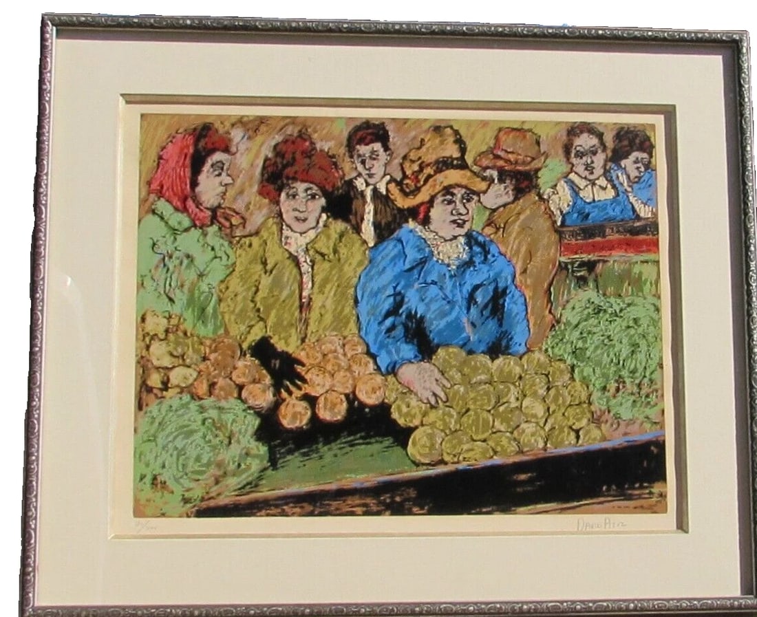DAVID AZUZ At the Marketplace Signed/Numbered Lithograph $$Jerry Solomon Frame - 2