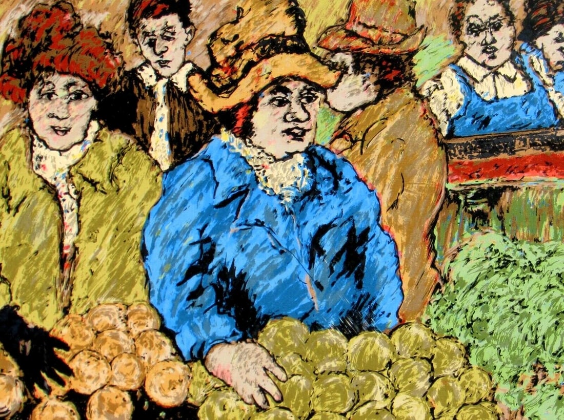 DAVID AZUZ At the Marketplace Signed/Numbered Lithograph $$Jerry Solomon Frame - 5