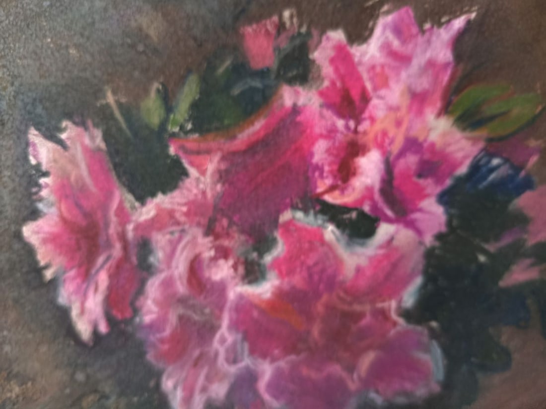 Pastel painting Pink flowers in a pot Mikhailo Baroyants - 2