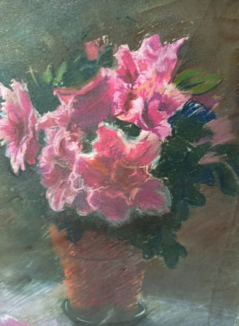 Pastel painting Pink flowers in a pot Mikhailo Baroyants - 4