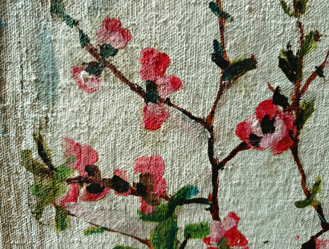 Oil painting Flowering branches in a pot Unknown artist - 3