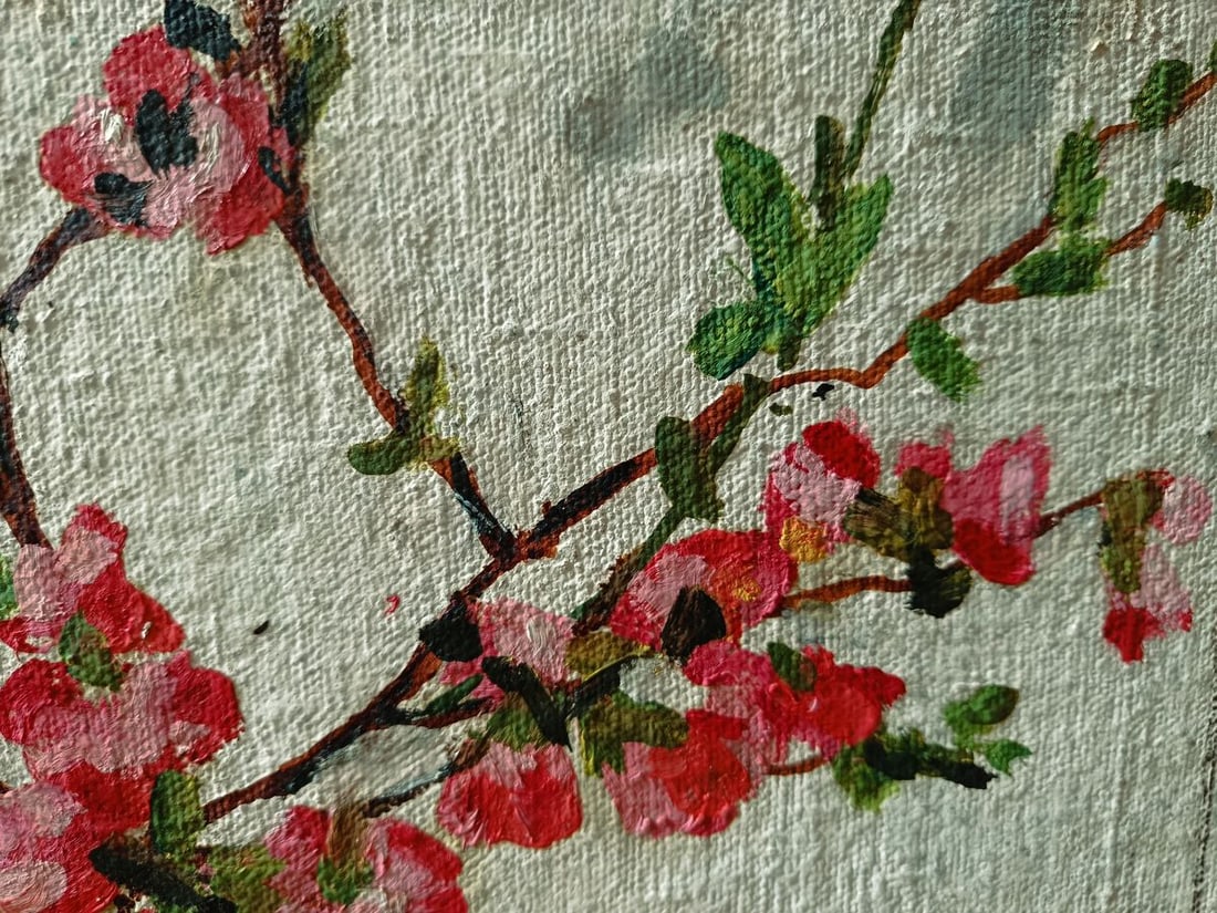 Oil painting Flowering branches in a pot Unknown artist - 4