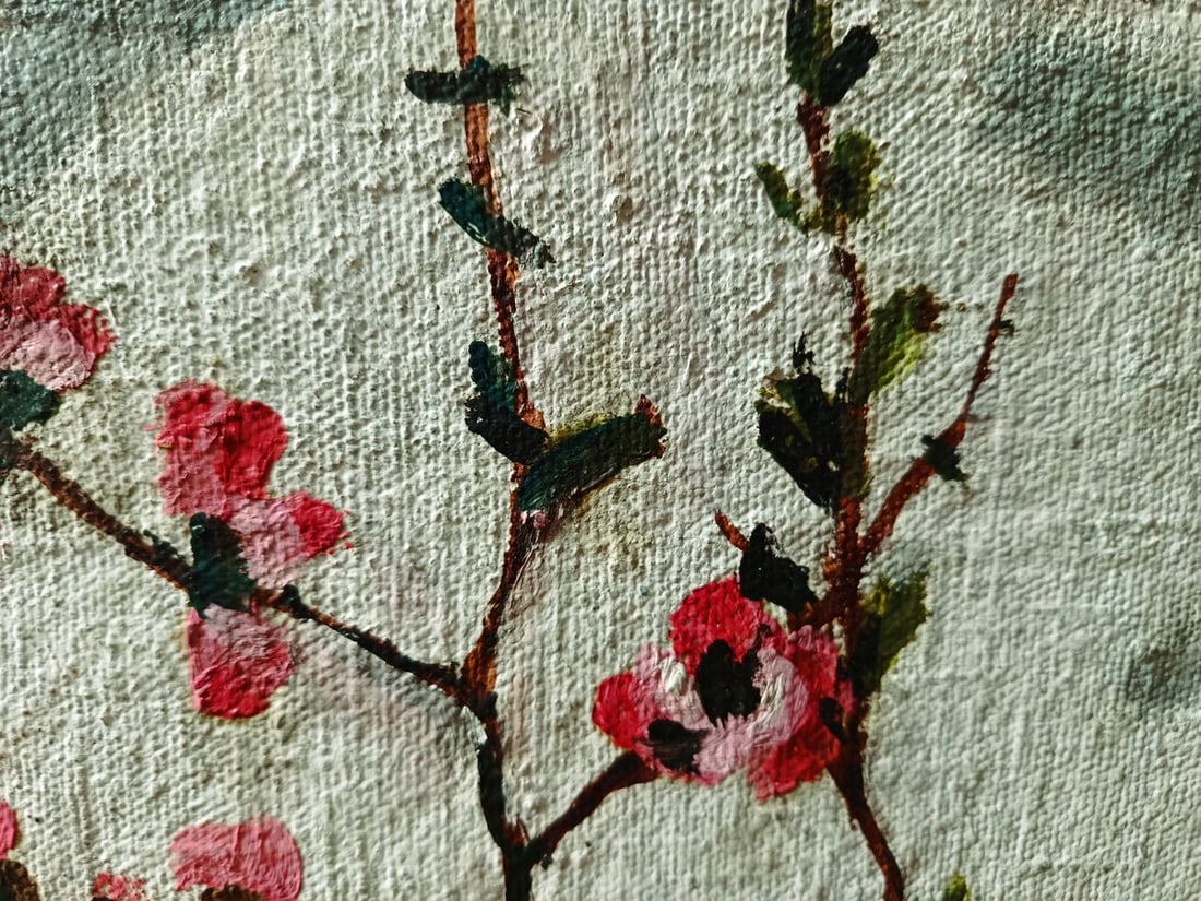 Oil painting Flowering branches in a pot Unknown artist - 5