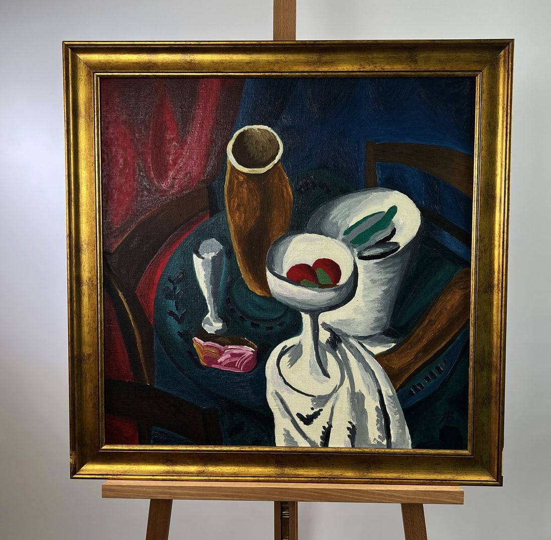 Oil painting Still life with food Oleksandr Gukalov: Title: Oil painting Still life with food Oleksandr Gukalov Description: No.AAA5549The Oil painting on Canvas titled “Still life with food” presents a bold and expressive still life that