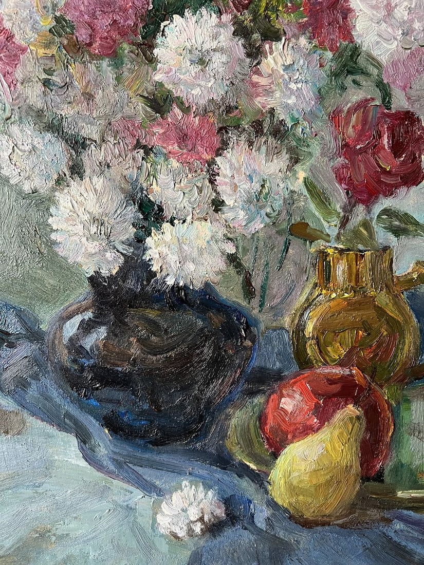 Oil painting Still life with chrysanthemums V. Mishurovsky - 7