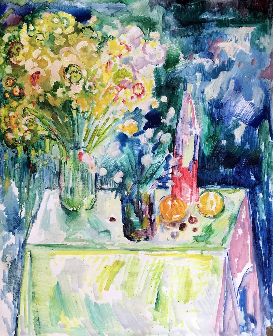 Oil painting Summer flowers on the table Peter Tovpev (1 of 8)