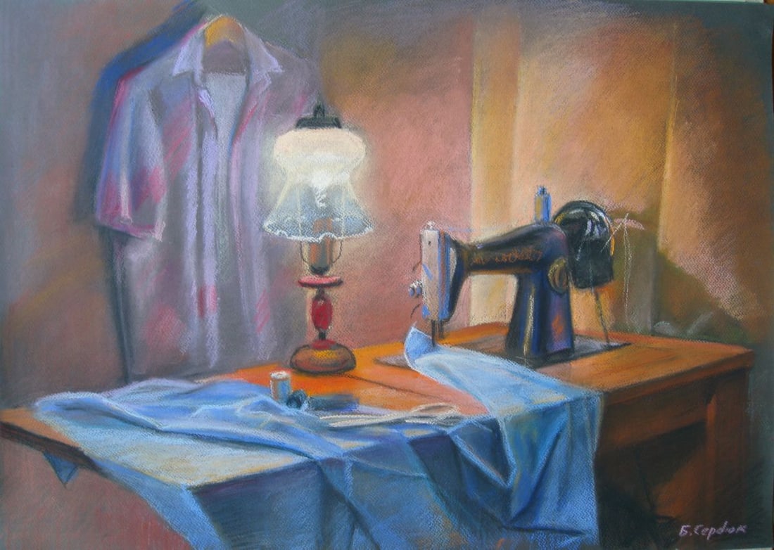 Pastel painting Seamstress corner Serdyuk Boris Petrovich: Title: Pastel painting Seamstress corner Serdyuk Boris Petrovich Description: No.SERB 80 * TITLE: "Seamstress corner" * ARTISTS: Serdyuk Boris Petrovich * SIZE: 70x50 cm/'27.55x19.68 inches' * MEDIUM: