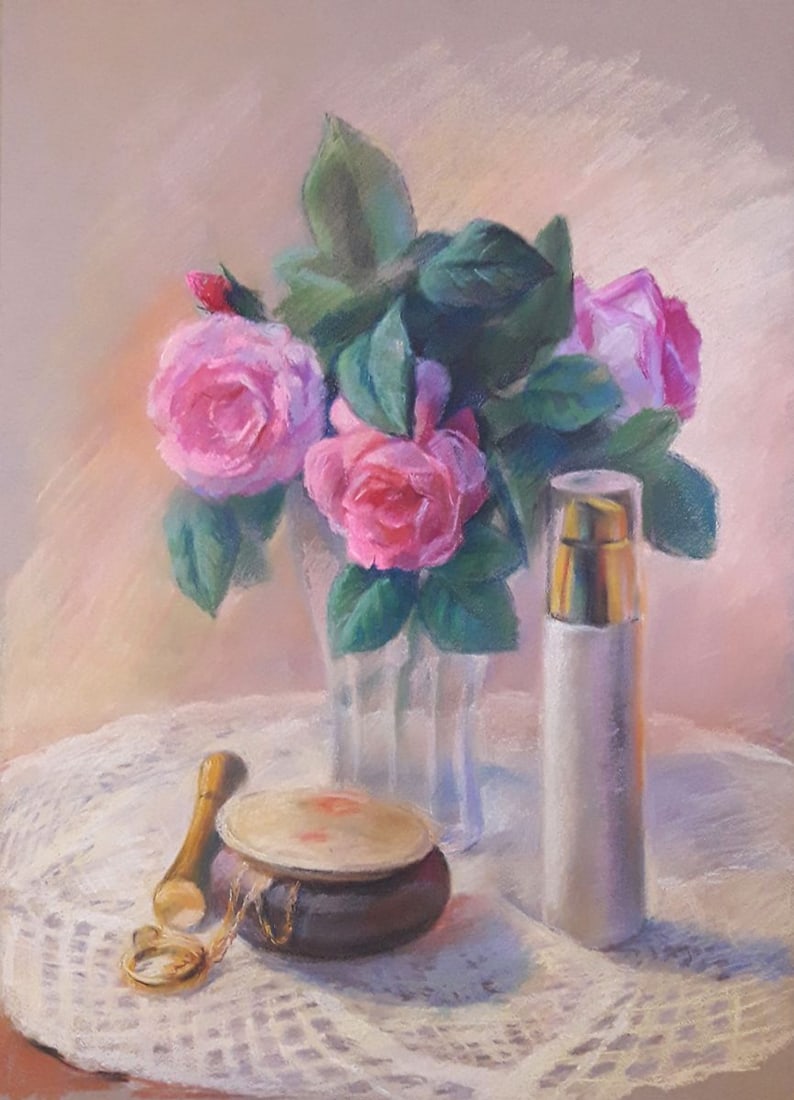 Pastel painting Tea roses Serdyuk Boris Petrovich (1 of 6)