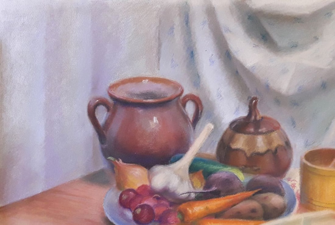 Pastel painting Grandma's treat Serdyuk Boris Petrovich - 5