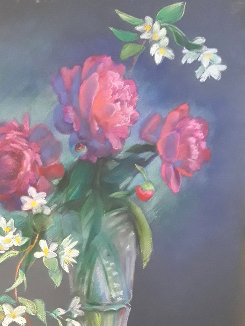 Pastel painting Peonies and jasmine Serdyuk Boris Petrovich - 2
