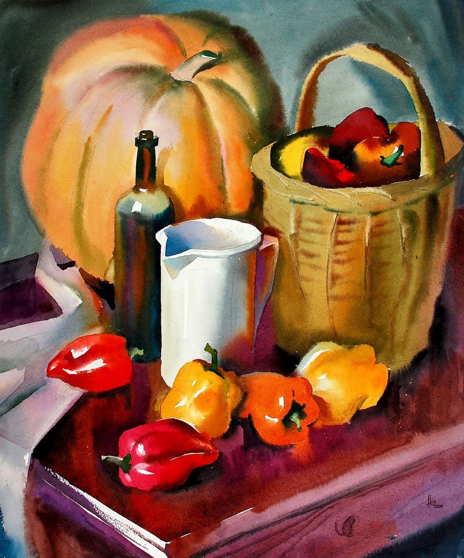 Watercolor painting Still life with pumpkin Egor Ktpatunov (1 of 5)