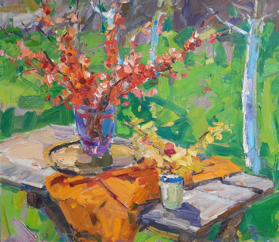 Oli painting Red twigs Tepeta Miacheslav: Title: Oli painting Red twigs Tepeta Miacheslav Description: No.Tep 68 *** ABOUT THIS PAINTING *** * TITLE: "Red twigs" * ARTISTS: Tepeta Miacheslav * SIZE: 70?80 cm/27.55x31.49 inches' * MEDIUM: oil,