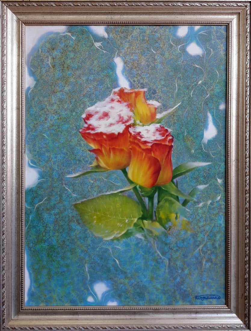 Oil painting Roses Korkishko Vasily: Title: Oil painting Roses Korkishko Vasily Description: No.Kork 107 *** ABOUT THIS PAINTING *** * TITLE: "Roses" * ARTISTS: Korkishko Vasily * SIZE: 70x50 cm/'27.55x19.68 inches' * MEDIUM: oil, ca