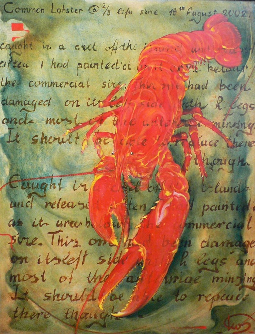 Oil painting Lobster Korkishko Vasily: Title: Oil painting Lobster Korkishko Vasily Description: No.Kork 133 *** ABOUT THIS PAINTING *** * TITLE: "Lobster" * ARTISTS: Korkishko Vasily * SIZE: 118x91 cm/'46.45x35.82 inches' *