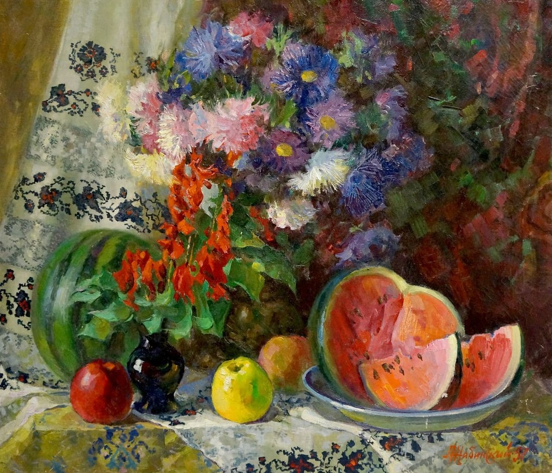 Oil painting Still life with watermelons Zhabinsky Leonid Andreevich (1 of 10)