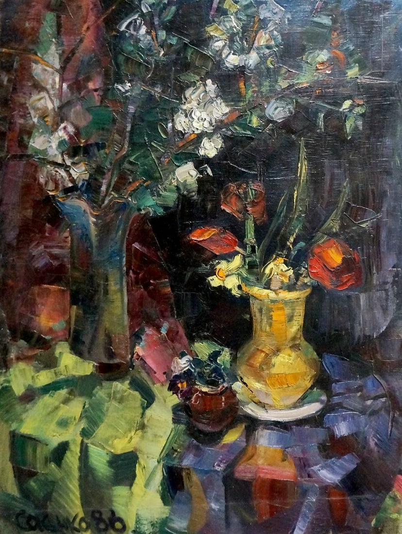 Oil painting Sill life Saenko Ruslan Nikolaevich: Title: Oil painting Sill life Saenko Ruslan Nikolaevich Description: No.Vern 793 *** ABOUT THIS PAINTING *** * TITLE: "Still life" * ARTISTS: Saenko Ruslan Nikolaevich * SIZE: 62x83 cm/'24.40x32.67 in