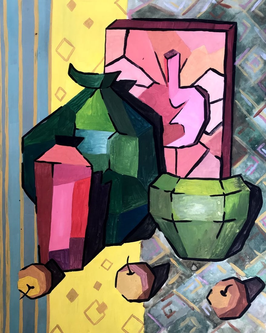 Gouache painting Apple cider Unknown artist: Title: Gouache painting Apple cider Unknown artist Description: No.AAA2775The painting in gouache paints depicts a still life scene in the style of impressionism. The main elements in the picture are