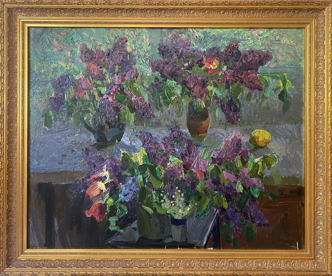 Oil painting Lilac Matyushenko Victor Ivanovich: Title: Oil painting Lilac Matyushenko Victor Ivanovich Description: No.Verne 332 *** ABOUT THIS PAINTING *** * TITLE: "Lilac" * ARTISTS: Matyushenko Victor Ivanovich * SIZE: 104x85 cm/'40.94x33.46 inc