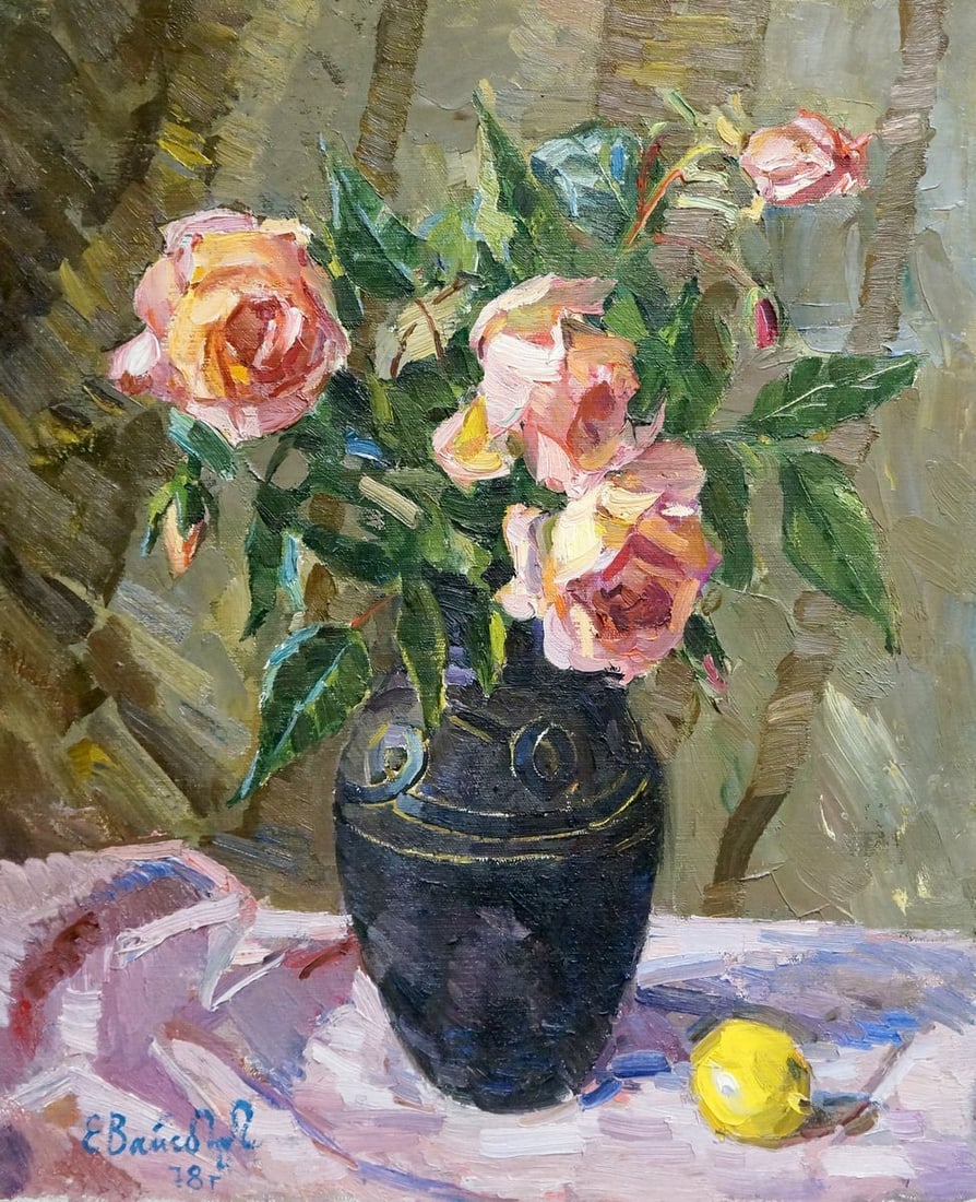 Oil painting Roses Vaysburg Yefim Yefimovich (1 of 12)