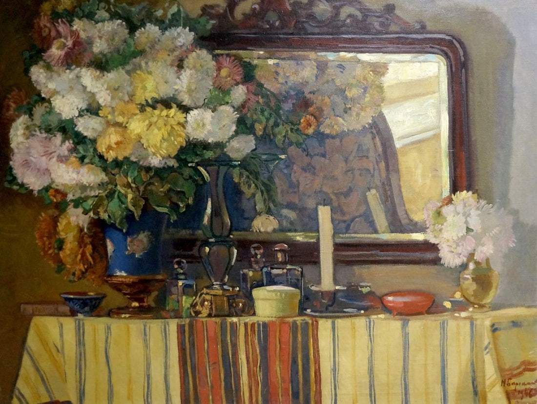 Oil painting Flowers at the Mirror Bednoshey Daniil Panteleyevich (1 of 8)