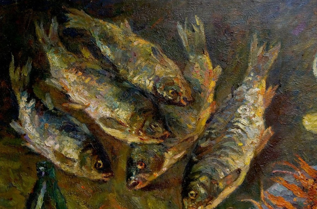 Oil painting Still life with fish Pinkhosovich Boris Anisimovich - 3