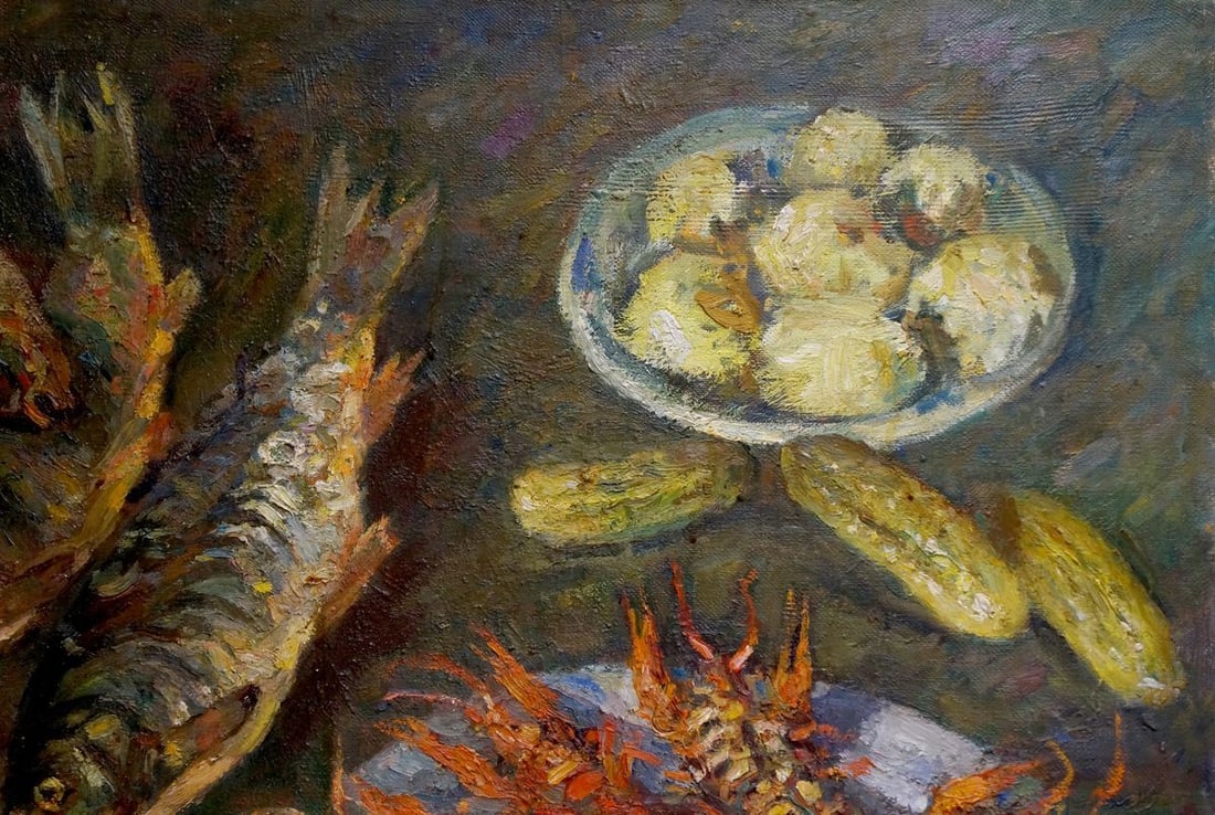 Oil painting Still life with fish Pinkhosovich Boris Anisimovich - 4