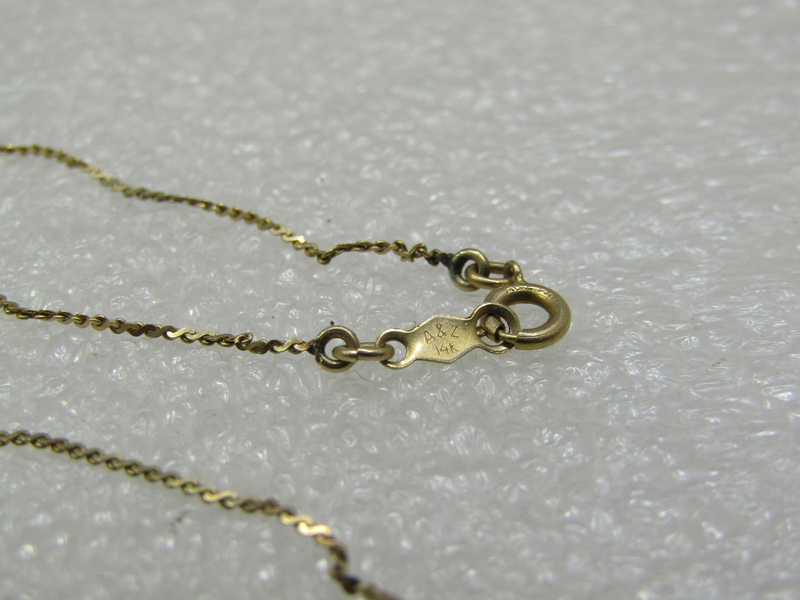 Vintage 14kt Petite Diamond Lavalier Necklace, 17.5", Signed A & Z, 1960's-1970's - 10