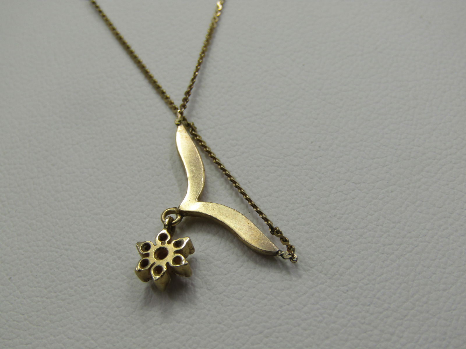 Vintage 14kt Petite Diamond Lavalier Necklace, 17.5", Signed A & Z, 1960's-1970's - 3