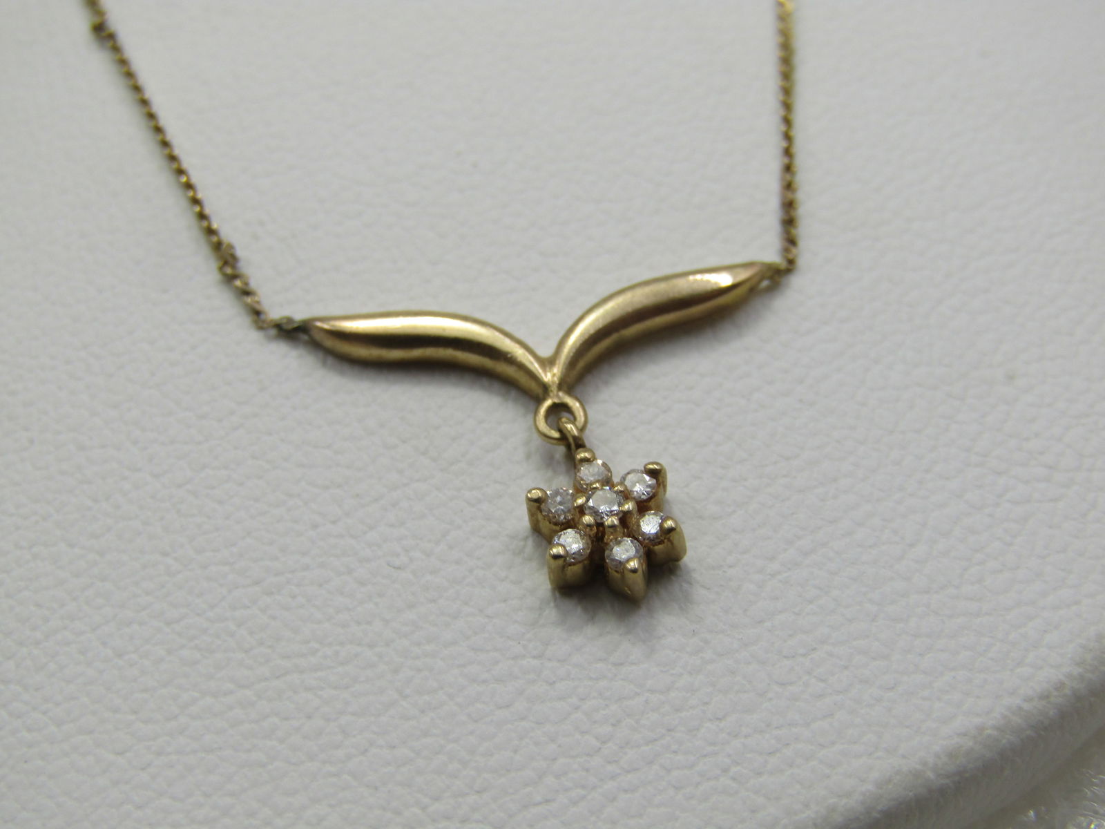 Vintage 14kt Petite Diamond Lavalier Necklace, 17.5", Signed A & Z, 1960's-1970's - 4