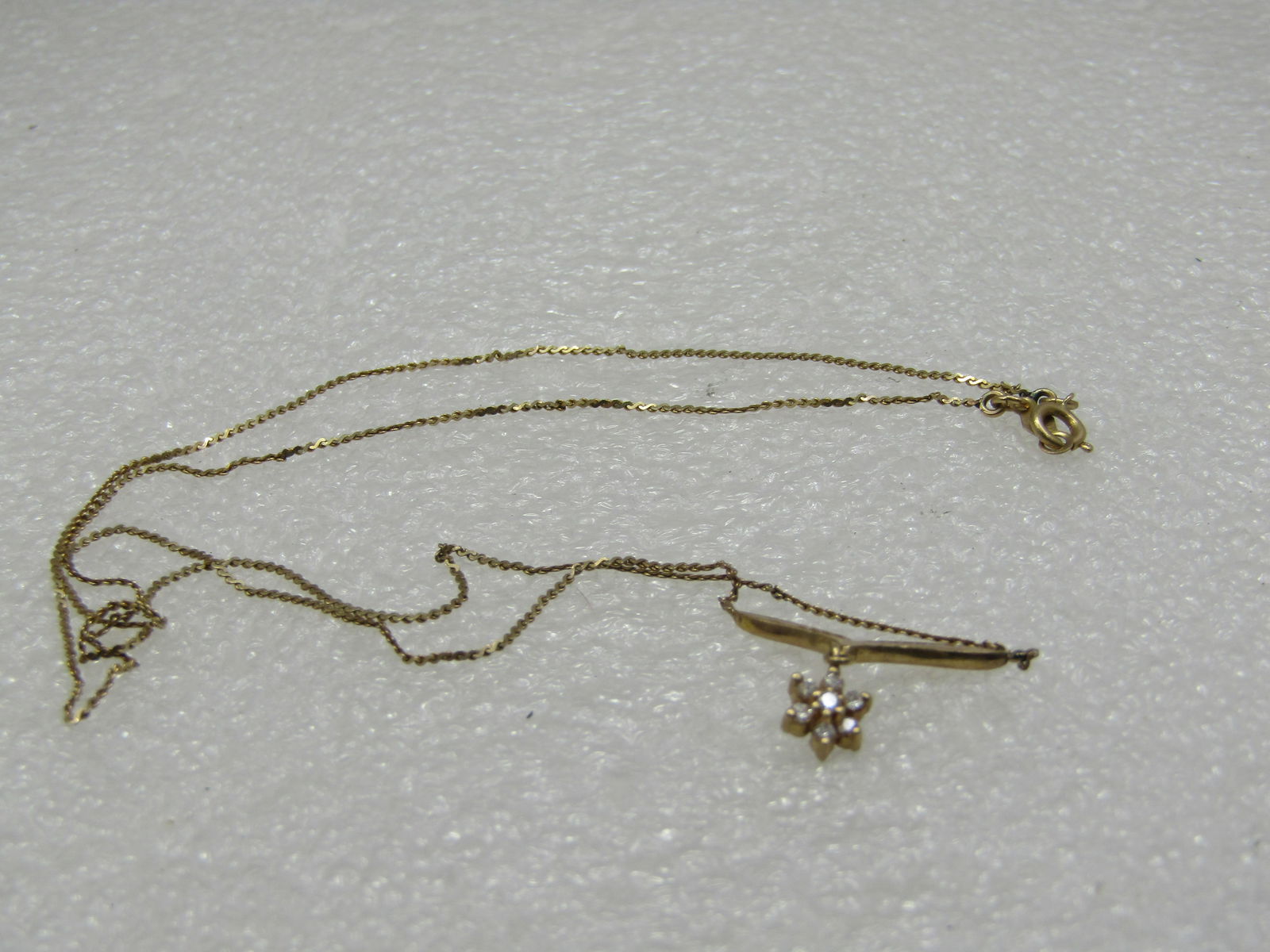 Vintage 14kt Petite Diamond Lavalier Necklace, 17.5", Signed A & Z, 1960's-1970's - 5