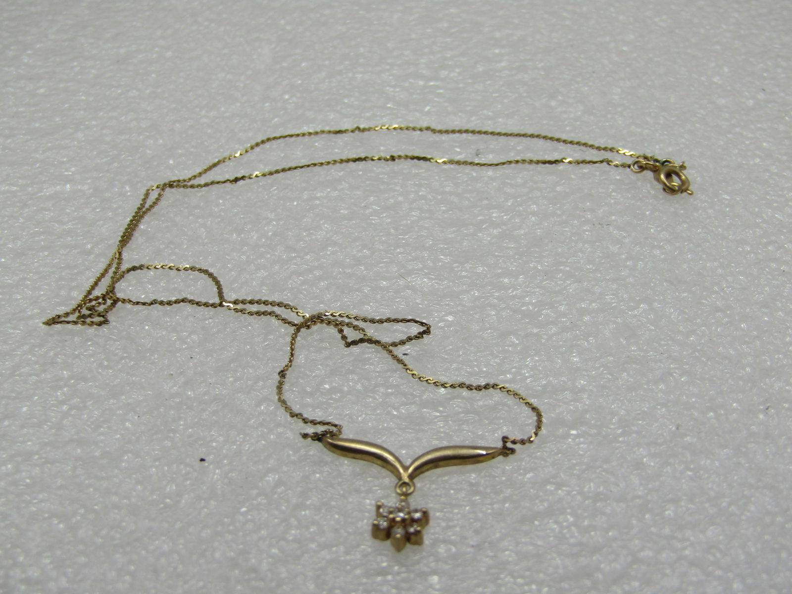 Vintage 14kt Petite Diamond Lavalier Necklace, 17.5", Signed A & Z, 1960's-1970's - 6