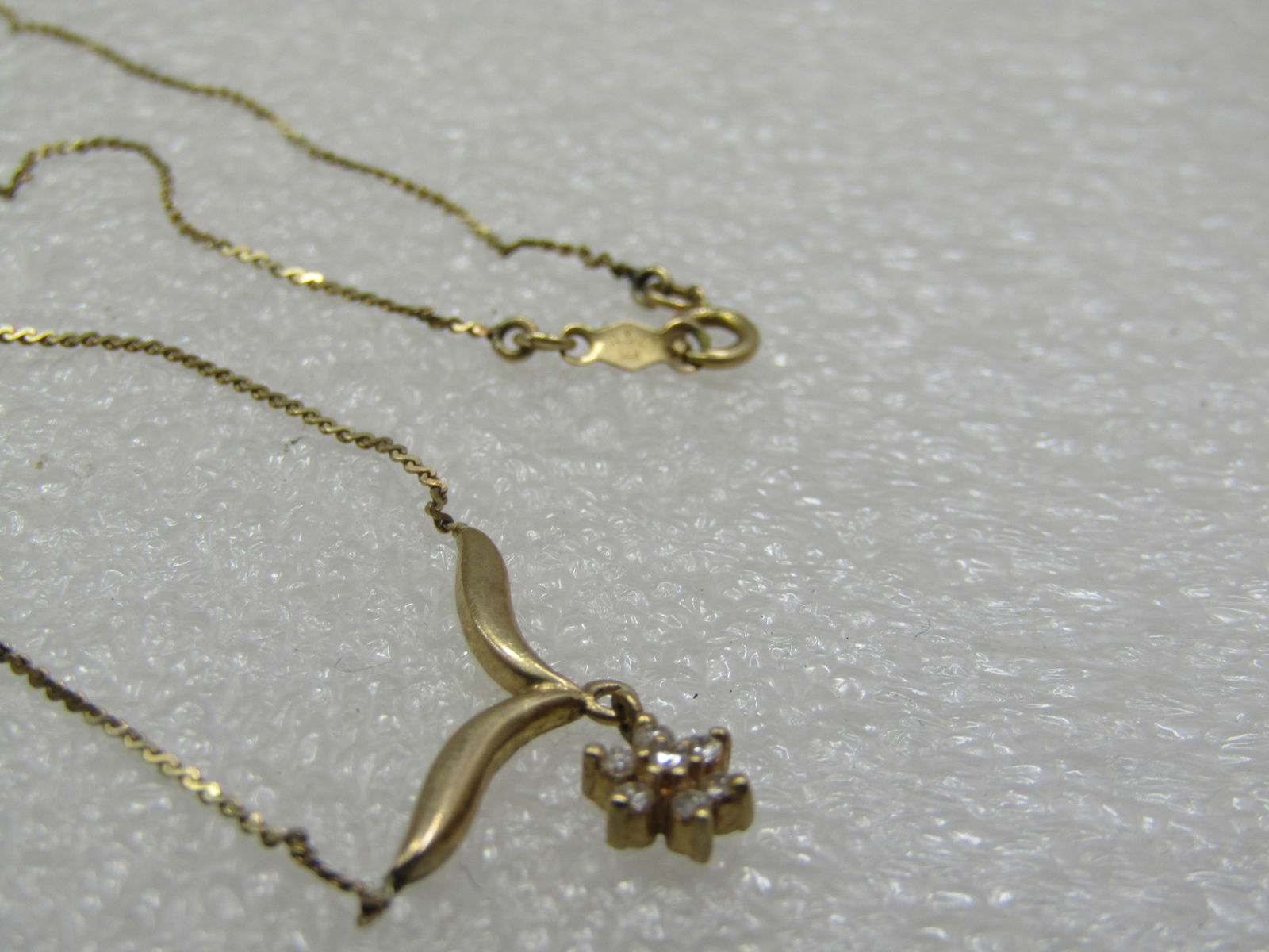 Vintage 14kt Petite Diamond Lavalier Necklace, 17.5", Signed A & Z, 1960's-1970's - 7