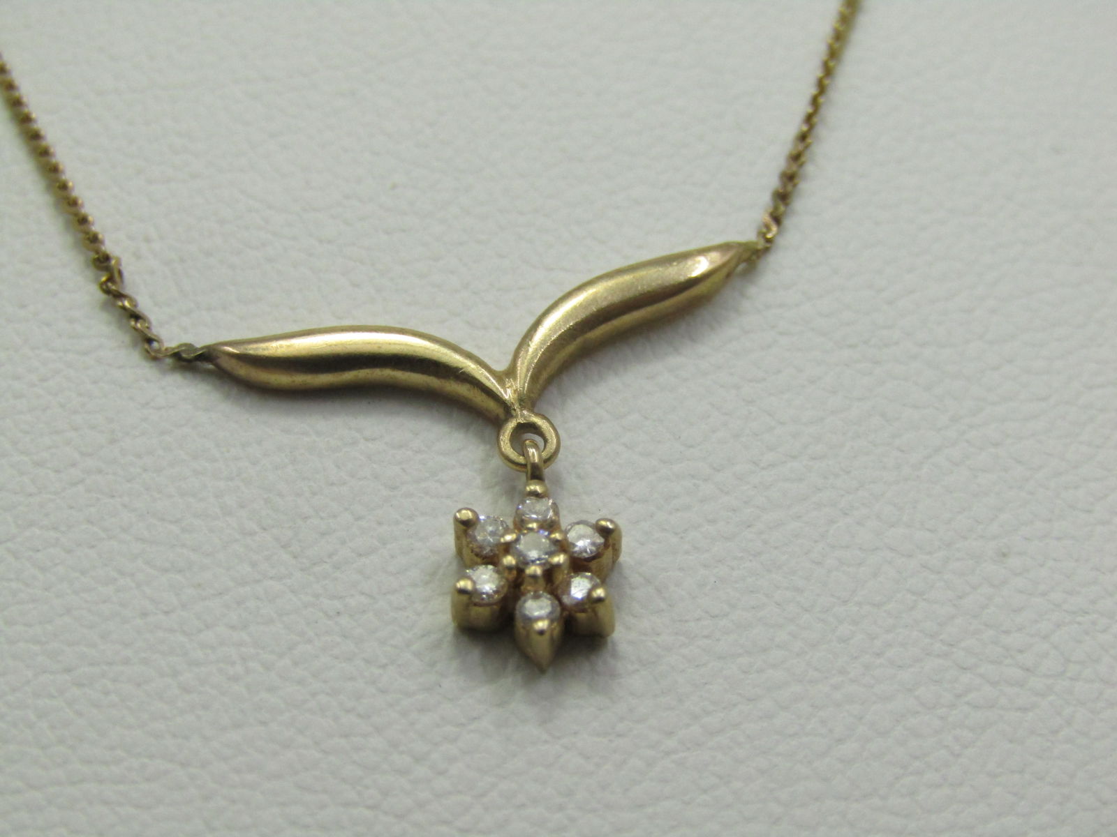 Vintage 14kt Petite Diamond Lavalier Necklace, 17.5", Signed A & Z, 1960's-1970's - 8